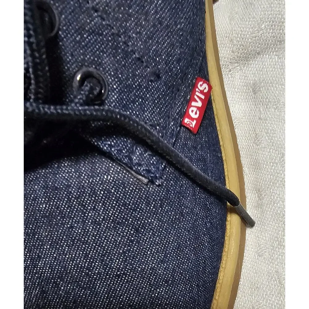 Levi's Men's Denim Chukka Boots Blue Dark Wash Desert Shoes Tan Sole Size 9 NWT